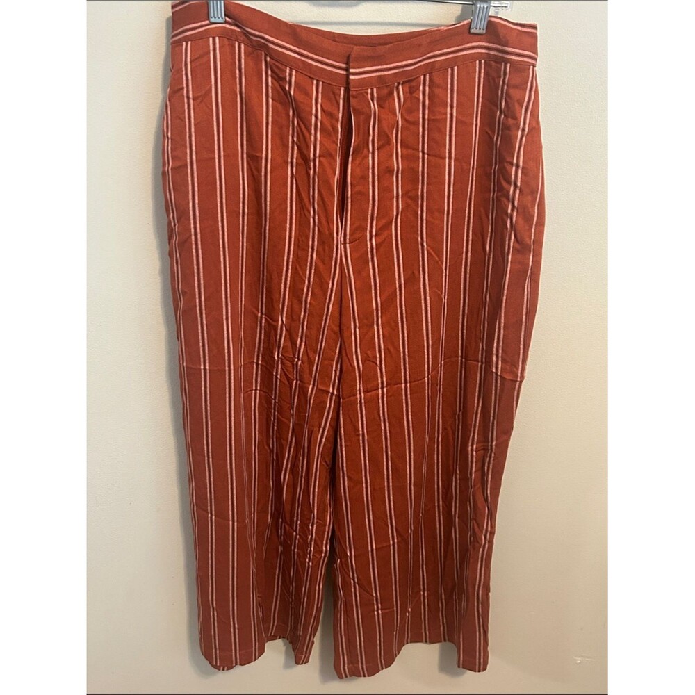 Madison Striped Wide Leg Pants Terracotta Orange White Size 12 Boho
